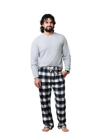 BOTTOMS OUT - Plaid Flannel Set Buffalo BLACK/WHITE