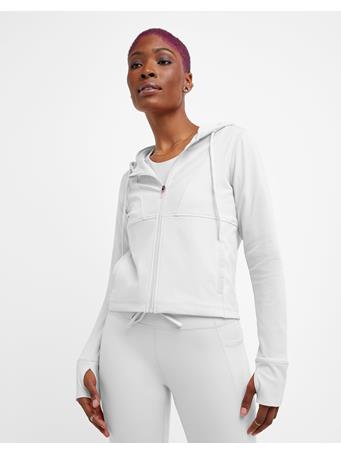 CHAMPION - Soft Touch Zip-Up Hoodie Jacket, C Logo WHITE
