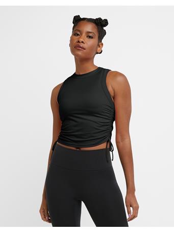 CHAMPION - Soft Touch Ruched Tank Top, Drawstrings BLACK