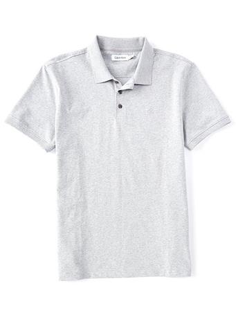 CALVIN KLEIN - Smooth Cotton Monogram Logo Polo Shirt  060 LGH GREY HTR
