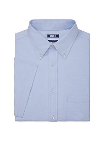 IZOD - Regular Fit All-Over Stretch Short Sleeve Buttondown Collar Shirt 460 BLUEBIRD