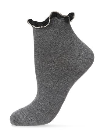 ME MOI - Ring Around Fashion Ruffle Cuff Anklet Sock GREY HEA