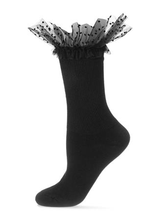 ME MOI - Confetti Tulle Surprise Cotton Blend Fashion Crew Sock BLACK