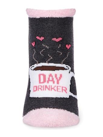 ME MOI - Coffee Drinker Fuzzy Low-cut Non-Skid Socks GRY