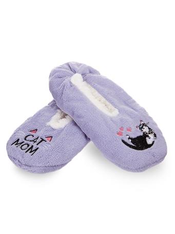 ME MOI - Cat Mom Sherpa Lined Low-cut Slippers LAVENDER