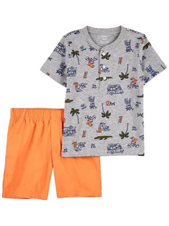 CARTER'S - Baby Tropical Henley and Orange Shorts Set ORANGE