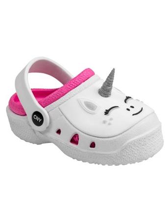 CAPELLI - Toddler Girls Unicorn Horn Injected EVA Two Tone Clog with 3D Parts WHITE