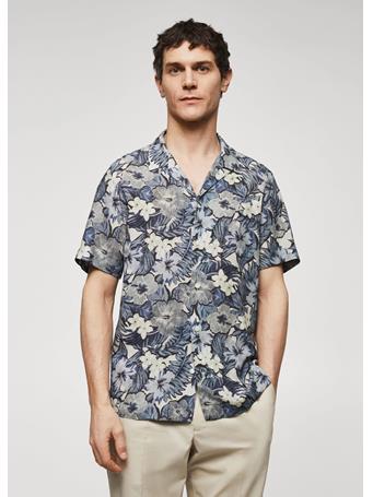 MANGO - Regular-fit Hawaiian-print Regular-fit Shirt BLUE