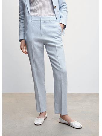 MANGO - 100% Linen Suit Trousers MEDIUM BLUE
