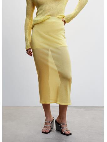 MANGO - Semi-transparent Knitted Skirt PASTEL YELLOW