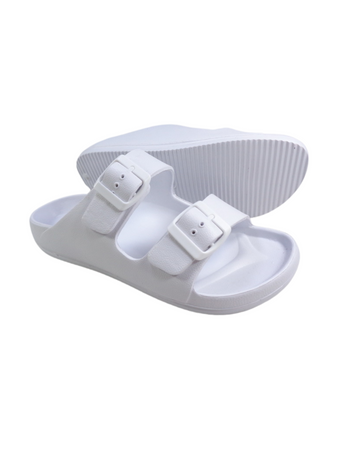 CAPELLI - Ladies Double Strap Injected EVA Sandal with Buckles White