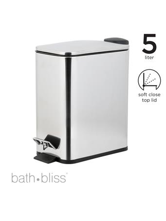 BATH BLISS - 5L Slim Rectangular Pedal Bin STAINLESS STEEL