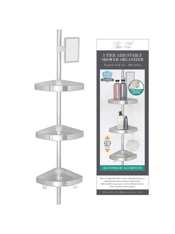 BATH BLISS -Tension Corner Pole Caddy 3 Tier NO COLOR