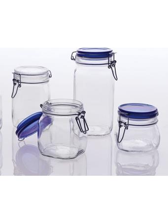 BORMIOLI ROCCO - Fido Square Storage Jars with Cobalt Lid - Assorted Sizes BLUE