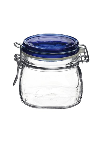 BORMIOLI ROCCO - Fido Square Storage Jar with Cobalt Lid 0.5L BLUE