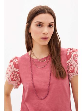 HOSS INTROPIA - Marie Embroidered Cotton T-Shirt PINK