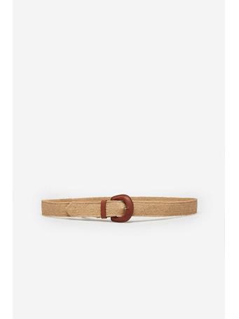 CORTEFIEL - Elastic Raffia Belt With Covered Buckle SAND