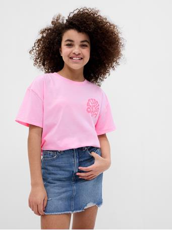 GAP - Kids 100% Organic Cotton Graphic Tunic T-Shirt OLD SCHOOL PINK