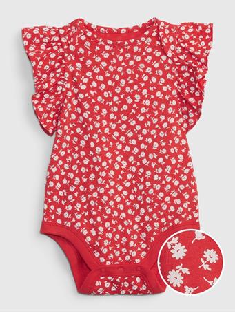 GAP - Baby 100% Organic Cotton Mix and Match Flutter Sleeve Bodysuit TOMATO RED 18-1660TCX