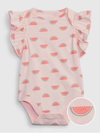 GAP - Baby 100% Organic Cotton Mix and Match Flutter Sleeve Bodysuit WATERMELON