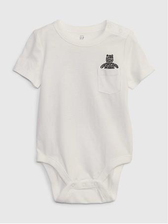 GAP - Baby Brannan Bear Pocket Bodysuit NEW OFF WHITE