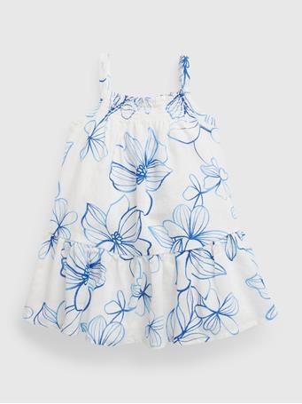 GAP - Baby Linen-Cotton Smocked Dress SP RWB FL WHT