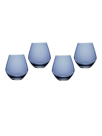 GODINGER - Meridian Stemless Blue Wine Glass - Set of 4 BLUE