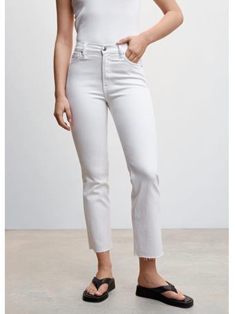 MANGO - Crop Flared Jeans WHITE
