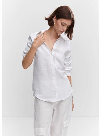 MANGO - Pocket Linen Shirt NATURAL WHITE