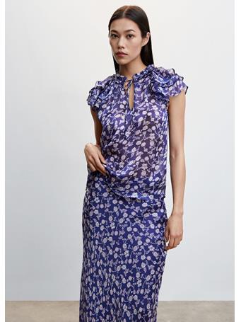 MANGO - Floral Long Skirt MEDIUM BLUE