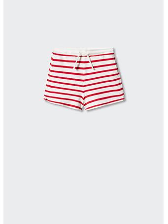 MANGO - Cotton Striped Shorts RED