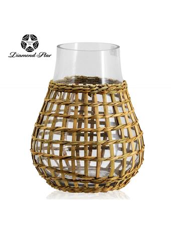 DAIMOND STAR GLASS - Wicker Vase CLEAR
