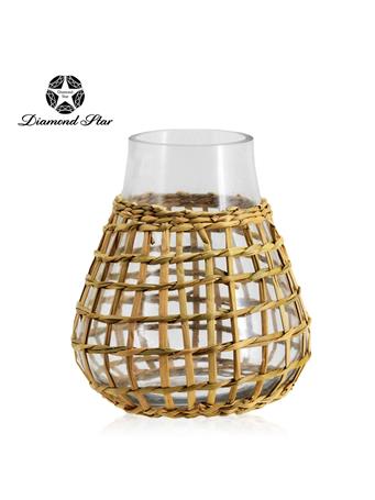 DIAMOND STAR GLASS - Wicker Vase CLEAR