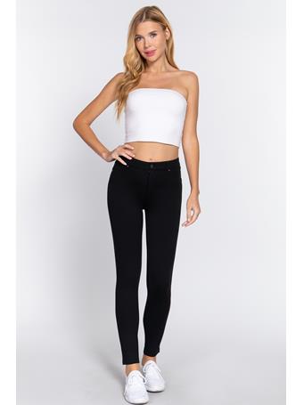 ACTIVE BASIC - Mid-Rise Ponte Pants BLACK