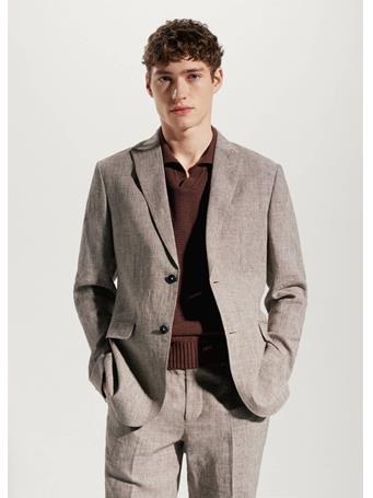MANGO - 100% Linen Suit Blazer CAMEL