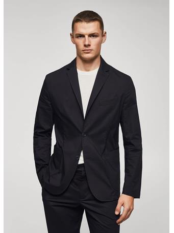 MANGO - Slim Fit Cotton Suit Blazer NAVY