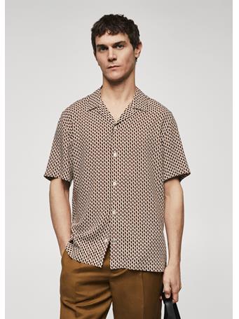 MANGO - Printed Short-sleeved Shirt OFF WHITE