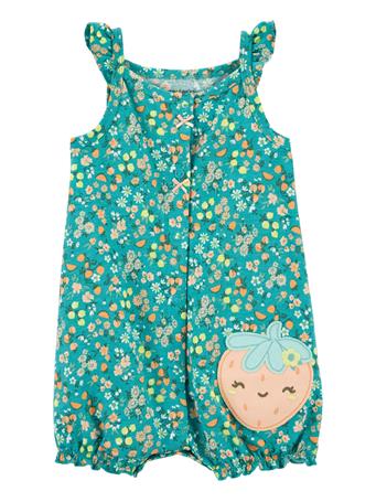 CARTER'S - Baby Floral Strawberry Jersey Romper GREEN