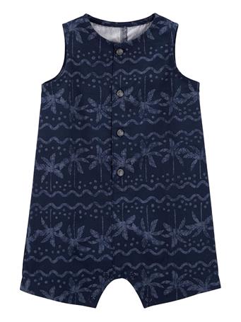 CARTER'S - Baby Printed Button-Front Romper BLUE
