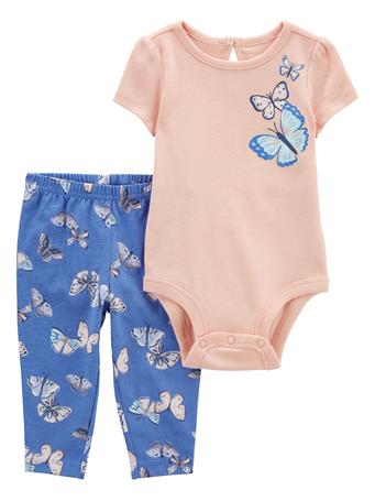CARTER'S - Baby 2-Piece Butterfly Bodysuit Pant Set PINK