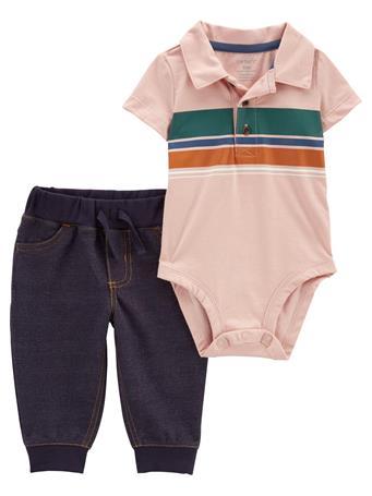 CARTER'S - Baby 2-Piece Striped Bodysuit Pant Set PINK