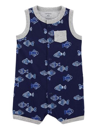 CARTER'S - Baby Fish Jersey Romper BLUE