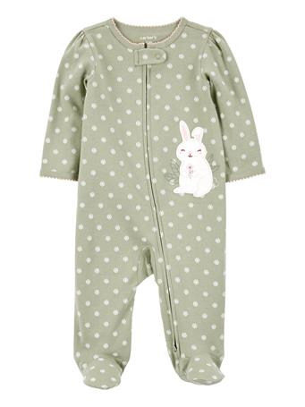 CARTER'S - Baby Bunny 2-Way Zip Cotton Sleep & Play GREEN