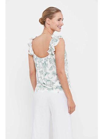 CORTEFIEL - Ruffle Knitted Top WHITE PRINT