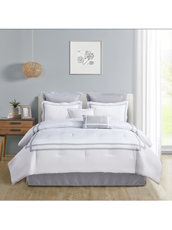 STATEROOM HOTEL - 8 Piece Comforter Set WHITE