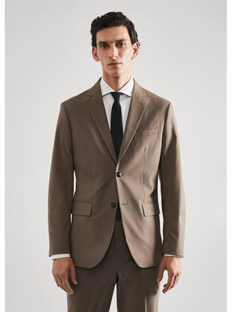 MANGO - Slim Fit Suit Blazer LGH BROWN