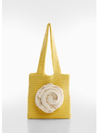 MANGO - Crochet Flower Bag MEDIUM YELLOW