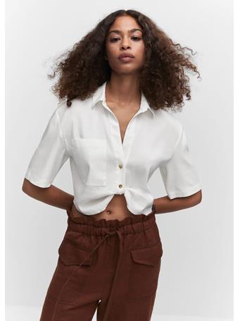 MANGO - Cropped Shirt With Knot WHITE