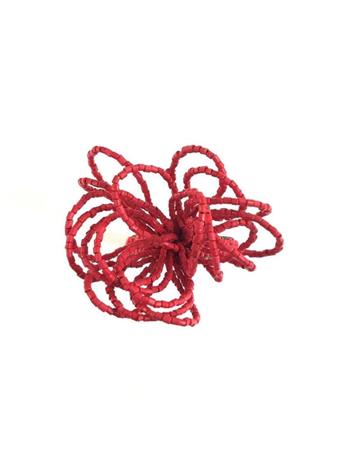 TABLEAU - Red Beaded Flower Napkin Ring RED