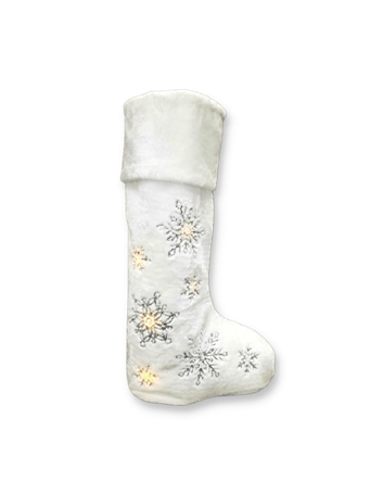 THE STANDING STOCKING - Snowy Days W/Twinkling LED Lights WHITE